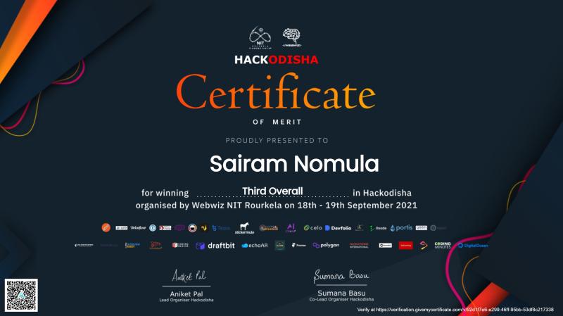 Hackodisha Certificate